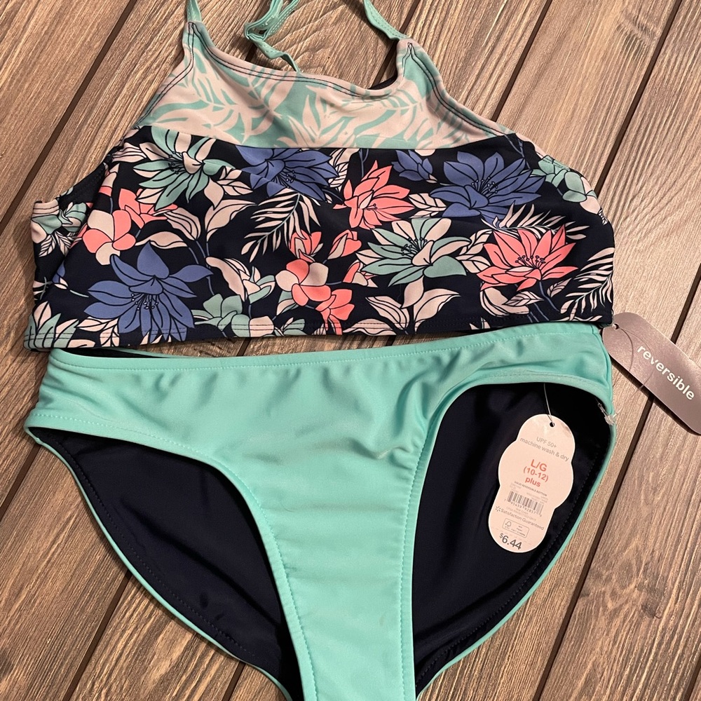 Junior Girls two piece swim suit, size L 10-12